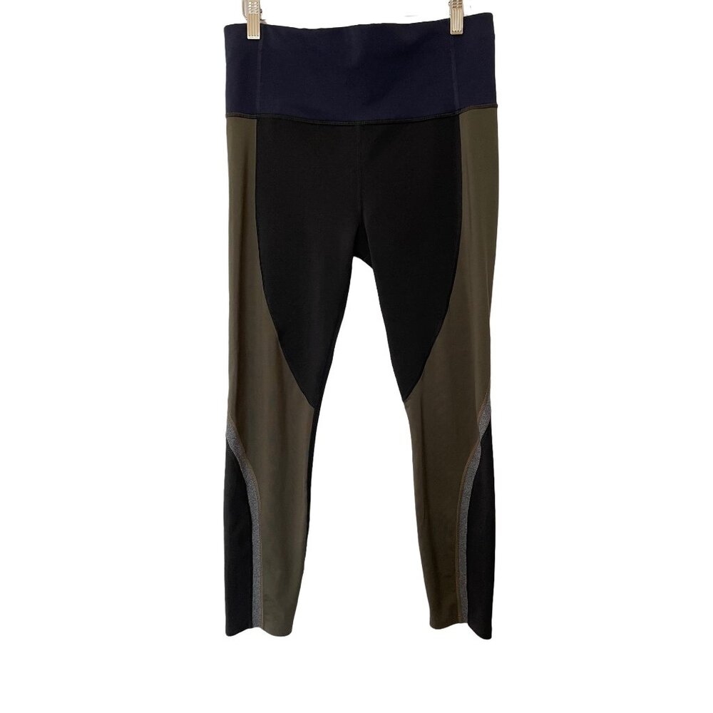 Athleta Womens M Spar Colorblock 7/8 Tight Legging Blue Black Green Activewear